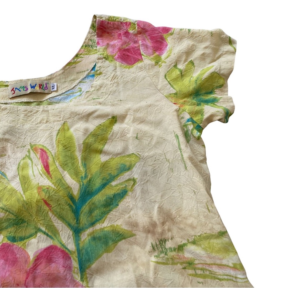 Vintage Jams World Hattie Ruffle Dress Floral Hawaiian Boho Short Sleeve Size XL - Picture 4 of 11